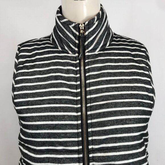MUD PIE ~ WOMENS SMALL ~ BLACK WHITE STRIPED FULL ZIP VEST - Picture 2 of 7
